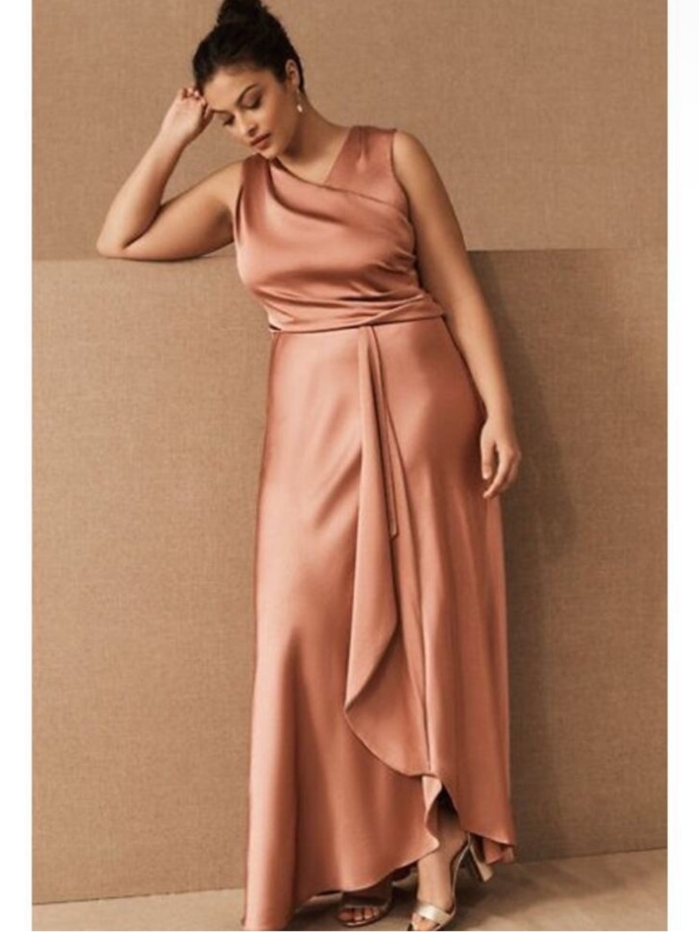 BHLDN Anthropologie Espen Satin Maxi Dress in Sedona Sunset